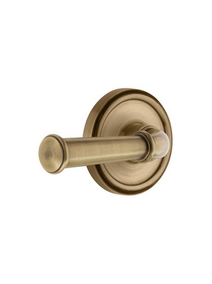 Grandeur Georgetown Rosette Door Set with Georgetown Levers in Antique Brass.